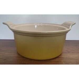 Vintage Le Creuset #12-47 Yellow Enameled Cast Iron Round Dutch Oven No Lid